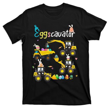 Construction Excavator Eggscauator Unisex Gildan T-shirt Comfort Colors T-Shirt, Happy Easter Day Gift Idea, Bunny Shirt For Men Women